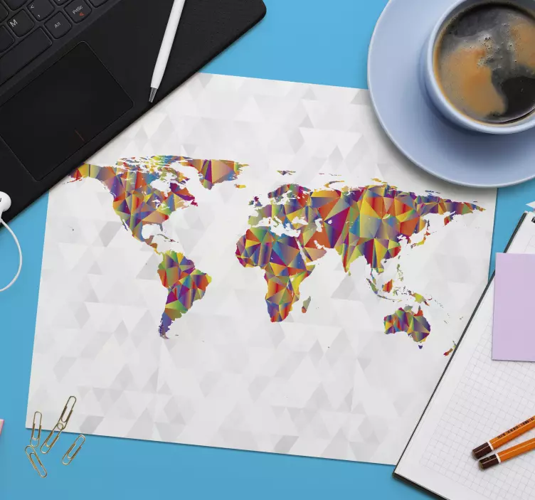Mousepad Weltkarte bunte geometrische darstellung - TenStickers