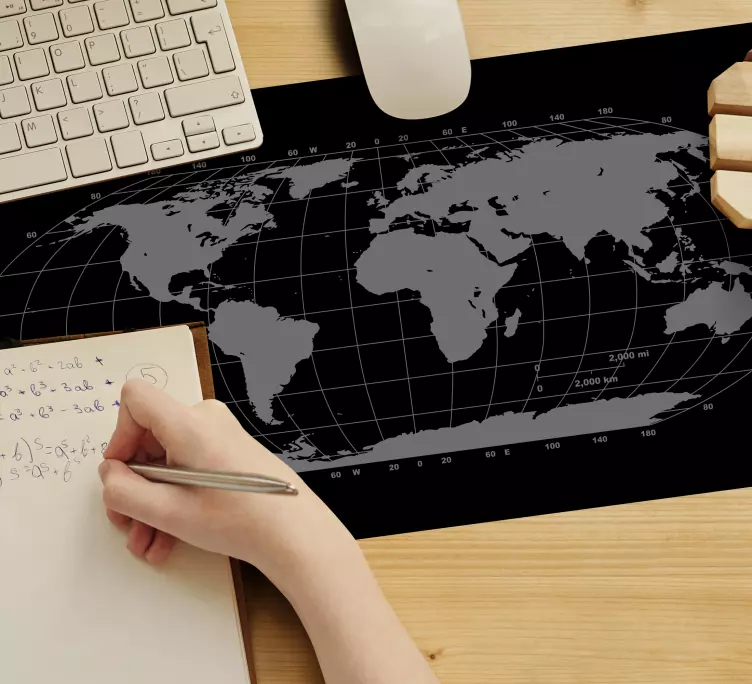 Mousepad weltkarte mit gitterdesign - TenStickers