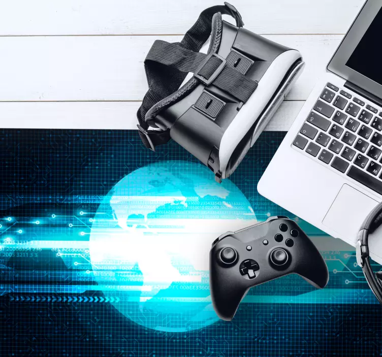 Mousepad weltkarte mit leuchtender globus-illustration - TenStickers