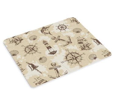 Mousepad weltkarte mit nautischen kompass-elementen - TenStickers