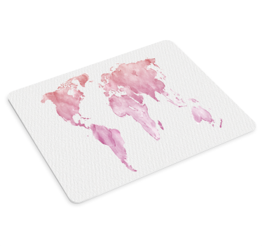 Mousepad weltkarte in pinker aquarelloptik - TenStickers