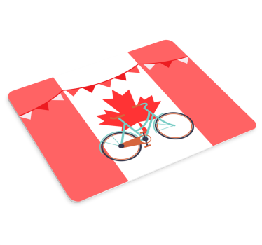Mousepad weltkarte fahrrad mit ahornblatt - TenStickers