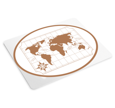Mousepad weltkarte mit kompass - TenStickers