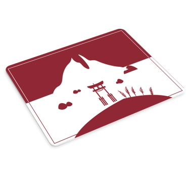 Mousepad weltkarte mit japanischem torii torbogen - TenStickers