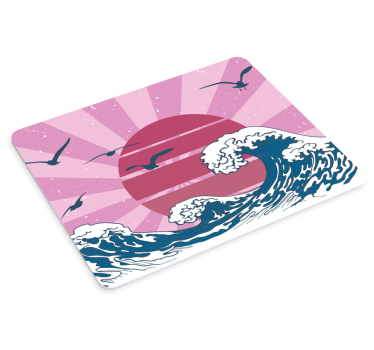 Mousepad weltkarte mit stilisierter ozeanszene - TenStickers