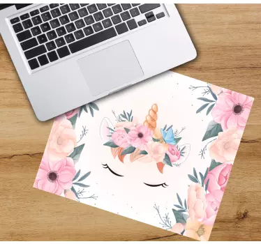 Anime mauspad mit floralem einhorn gesicht - TenStickers