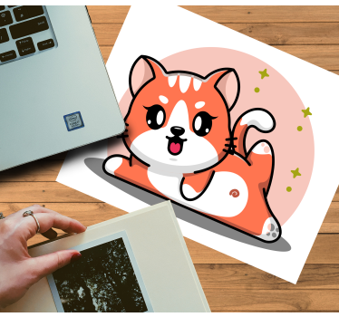 Anime Mauspad verspielte katze - TenStickers