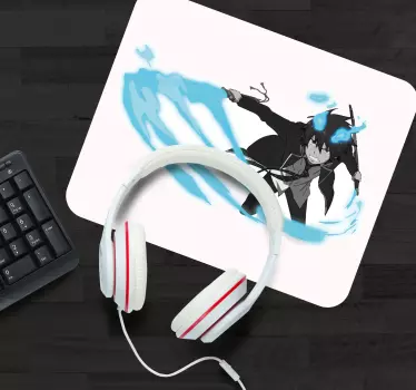 Mauspad Anime Manga-figur in schwarz gekleidet - TenStickers