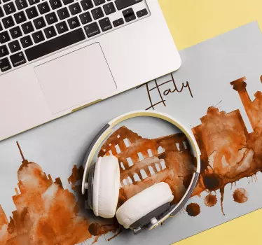 Mousepad weltkarte aquarell italienische skyline - TenStickers