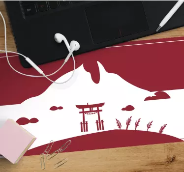 Mousepad weltkarte mit japanischem torii torbogen - TenStickers