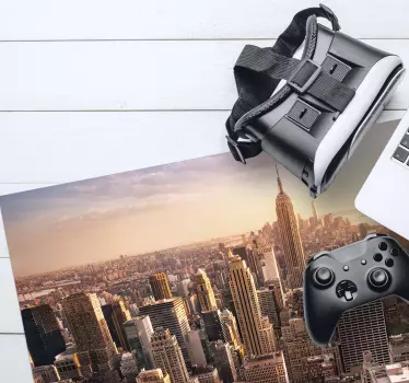 Mousepad weltkarte mit skylineansicht - TenStickers