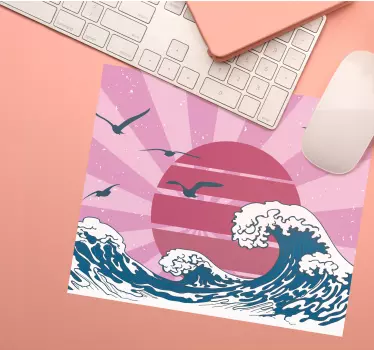 Mousepad weltkarte mit stilisierter ozeanszene - TenStickers