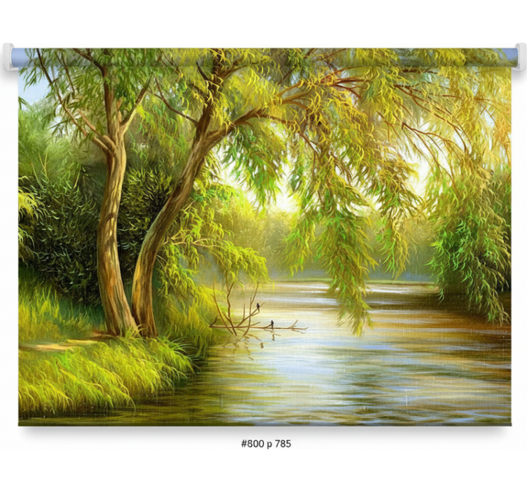 Rollo fenster baum ruhiger fluss weide - TenStickers