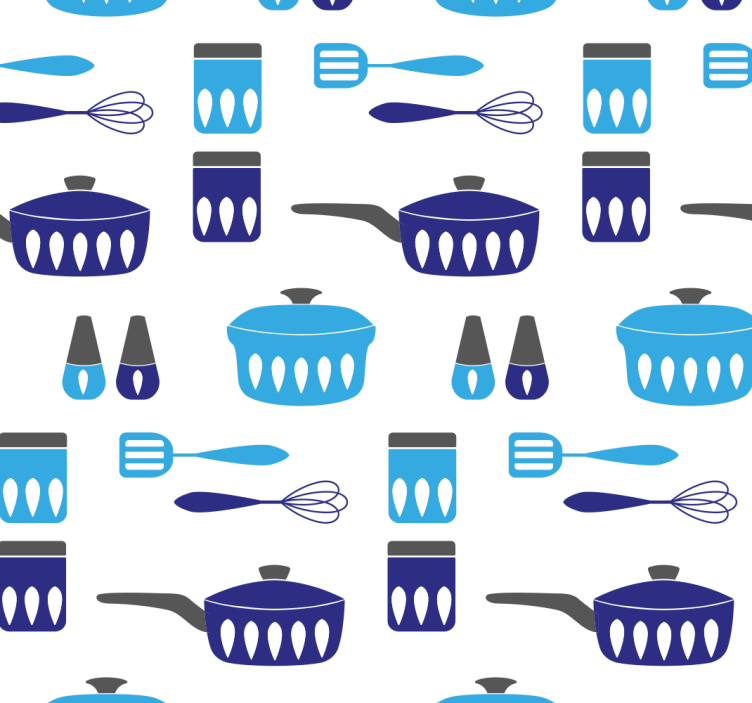 Rollo für küche mit blauem besteckmuster - TenStickers
