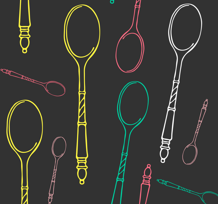 Rollo für küche mit neon utensilien skizze - TenStickers