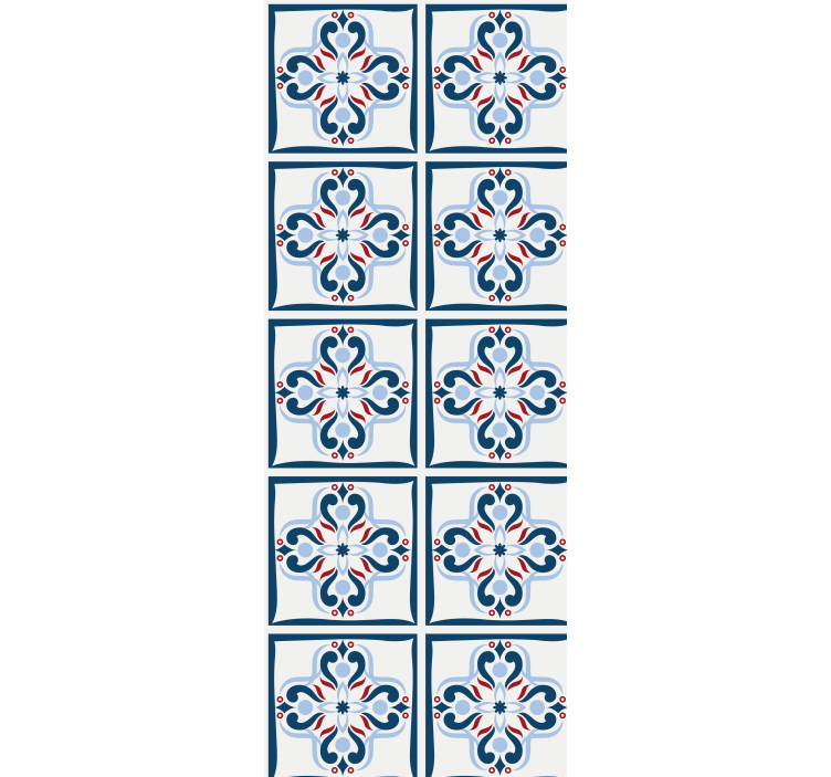 Rollo für küche mit blau-rotem portugiesischem muster - TenStickers