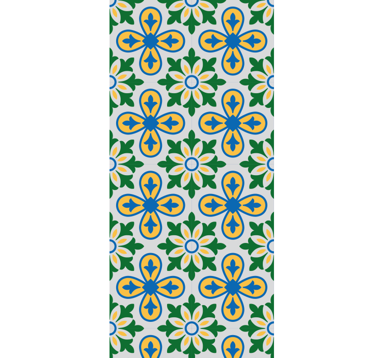 Rollo für küche in gelb und blau mit portugiesischem muster - TenStickers