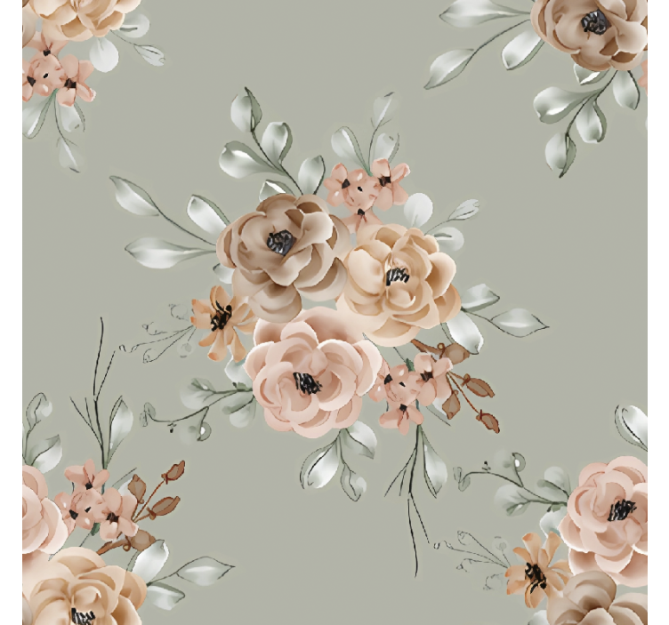 Rollo esszimmer vintage rosen auf mintgrünem hintergrund - TenStickers