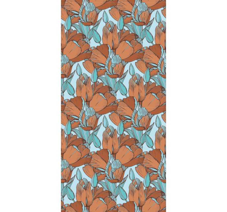 Rollo esszimmer braune tulpen künstlerisches blaues design - TenStickers
