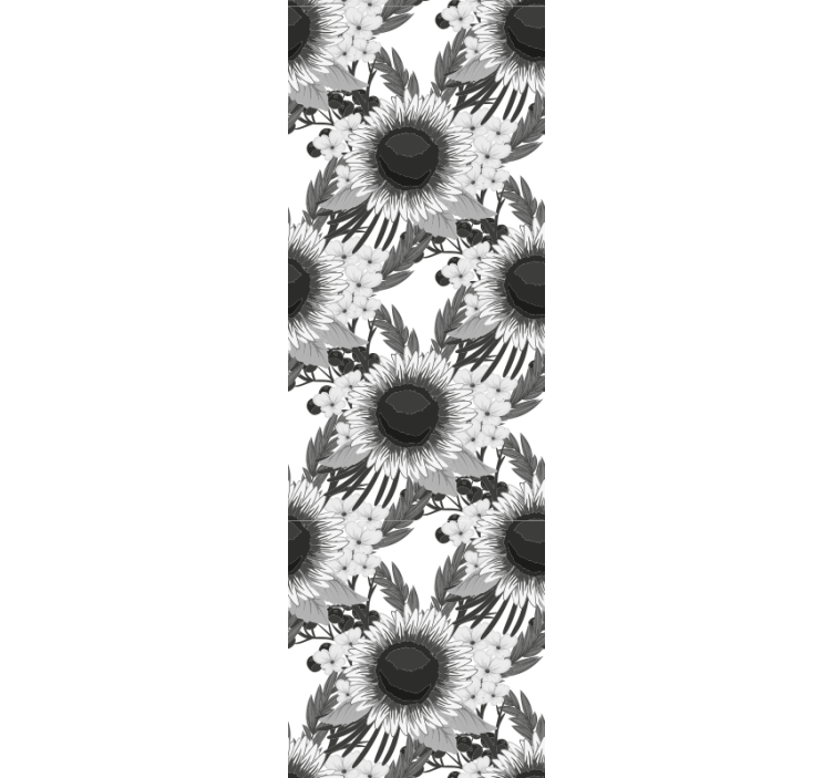 Rollo esszimmer sonnenblumen schwarz und weiß - TenStickers