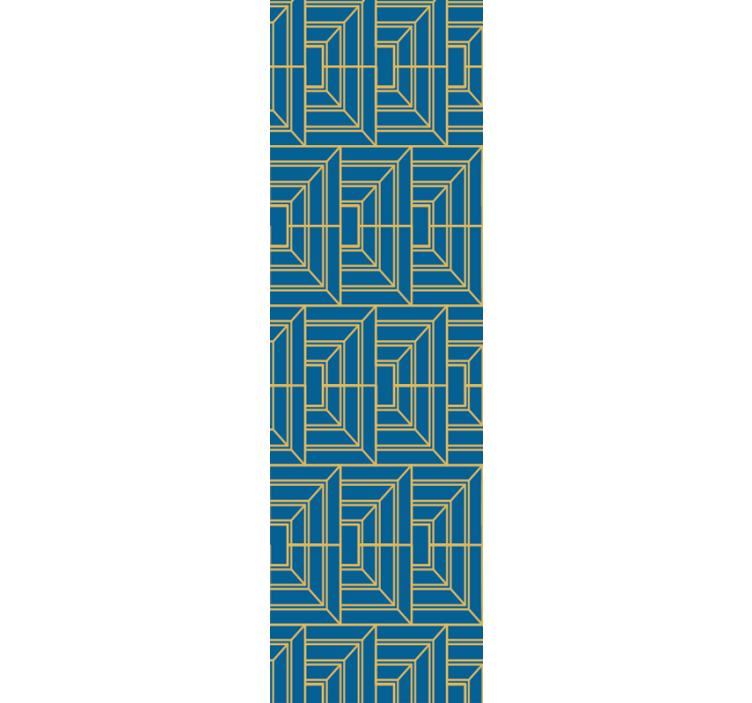 Rollo esszimmer goldene linien auf blauem hintergrund - TenStickers
