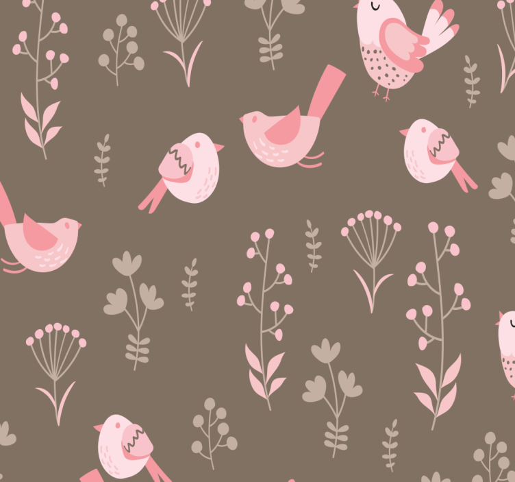 Rollo esszimmer mit vintage rosa vögeln - TenStickers