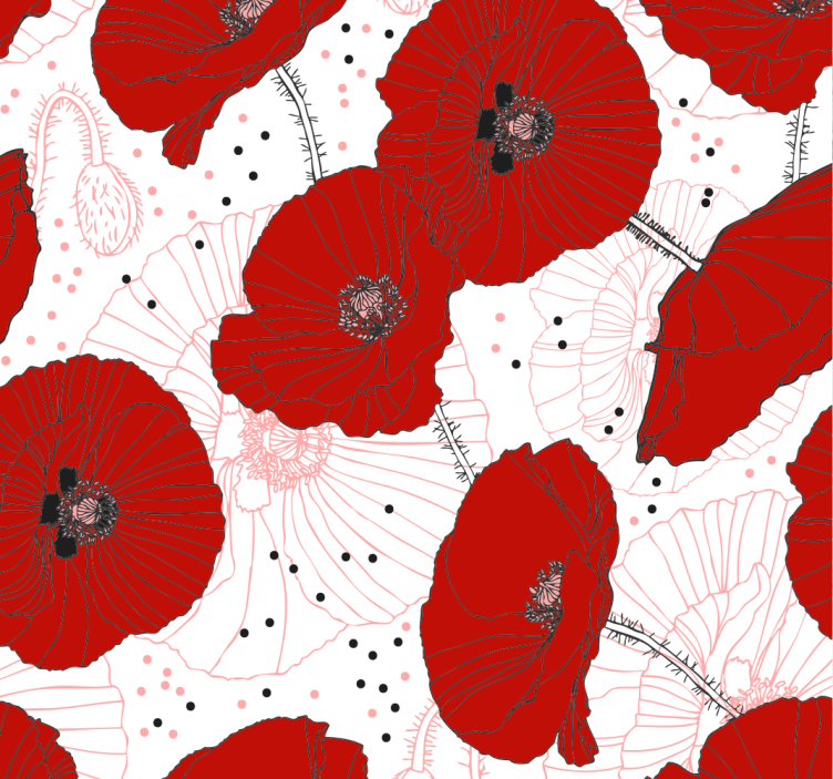 Rollo esszimmer mit zeichnung und roten blumen - TenStickers