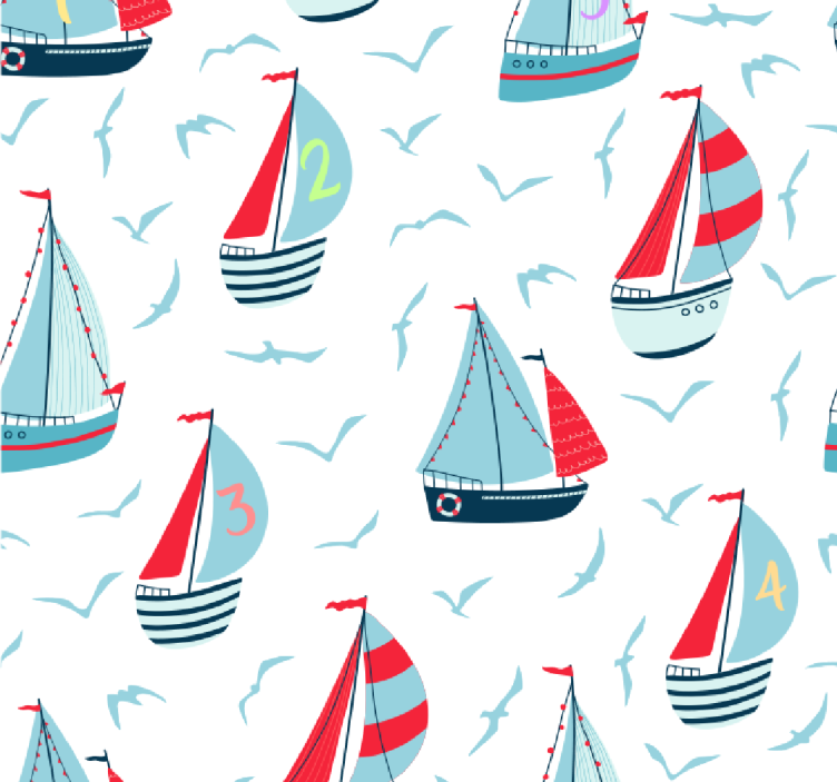 Rollo fenster kinderzimmer segelboote und vögel - TenStickers