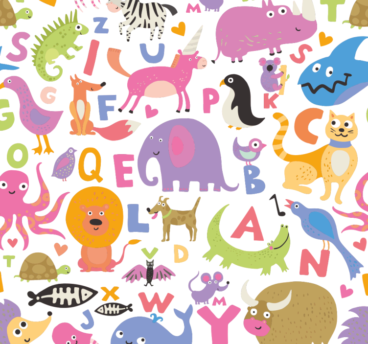 Rollo fenster kinderzimmer mit alphabet tieren - TenStickers