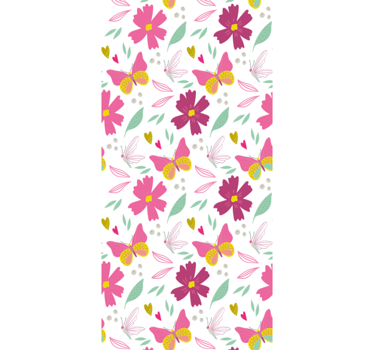 Rollo fenster kinderzimmer blumen schmetterlinge rosa gelb - TenStickers
