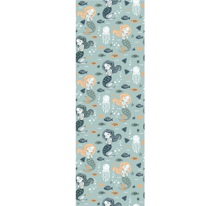 Rollo fenster kinderzimmer mit blauem meerjungfrau-muster - TenStickers