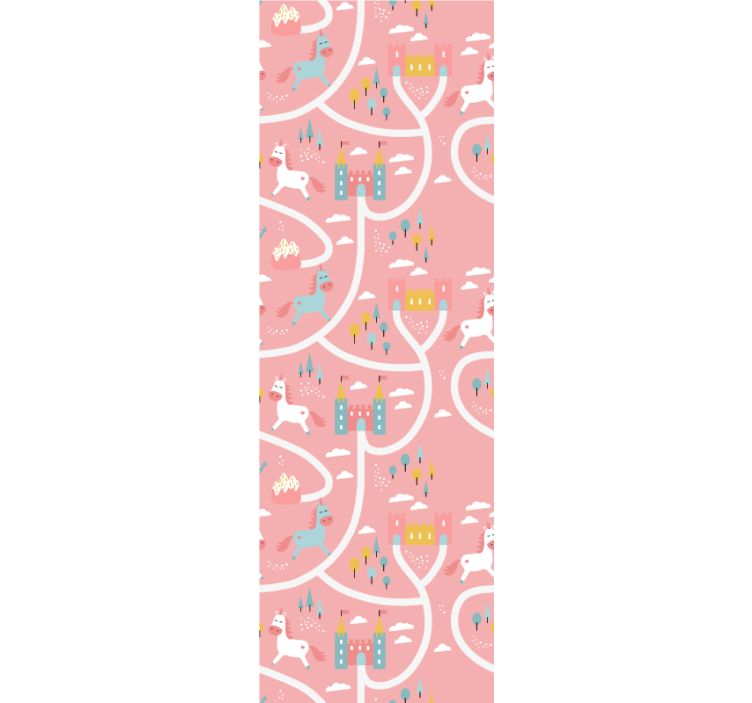 Rollo fenster kinderzimmer mit pinken einhornburgen - TenStickers