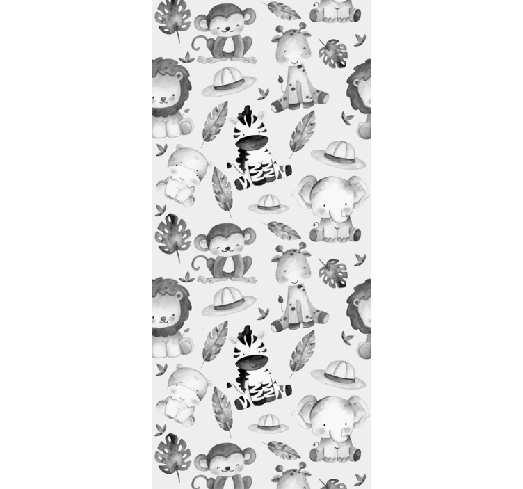 Rollo fenster kinderzimmer graue zoo tiere - TenStickers