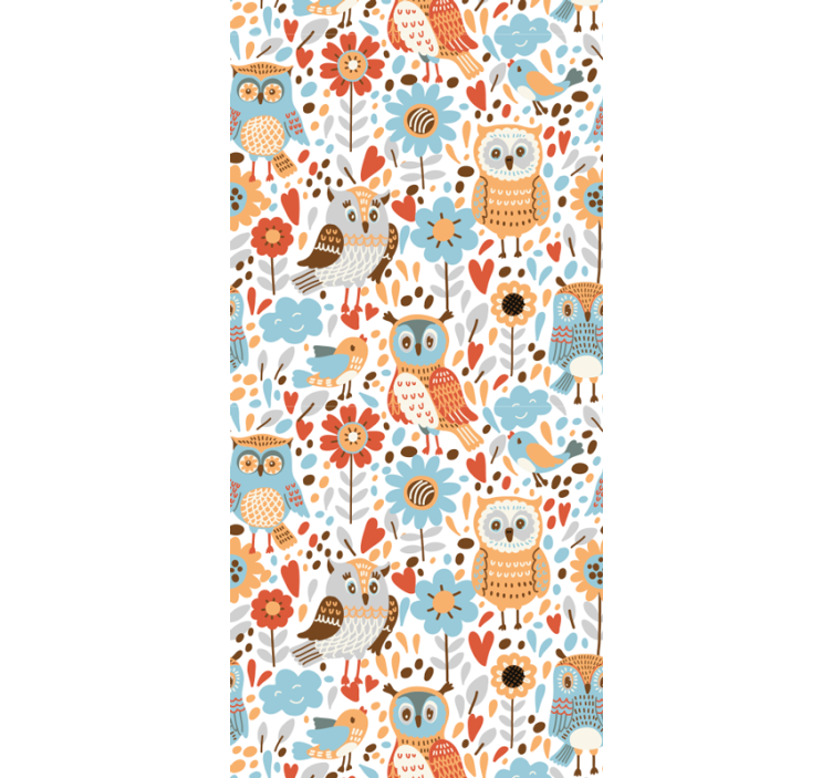 Rollo fenster kinderzimmer bunte eulen mit blumenmuster - TenStickers