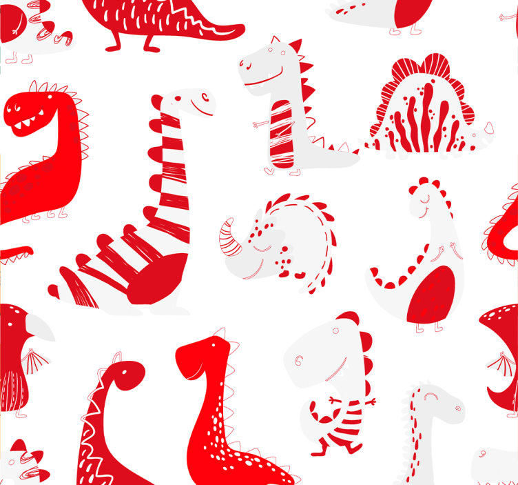Rollo fenster kinderzimmer rote dinosaurier skizzen - TenStickers