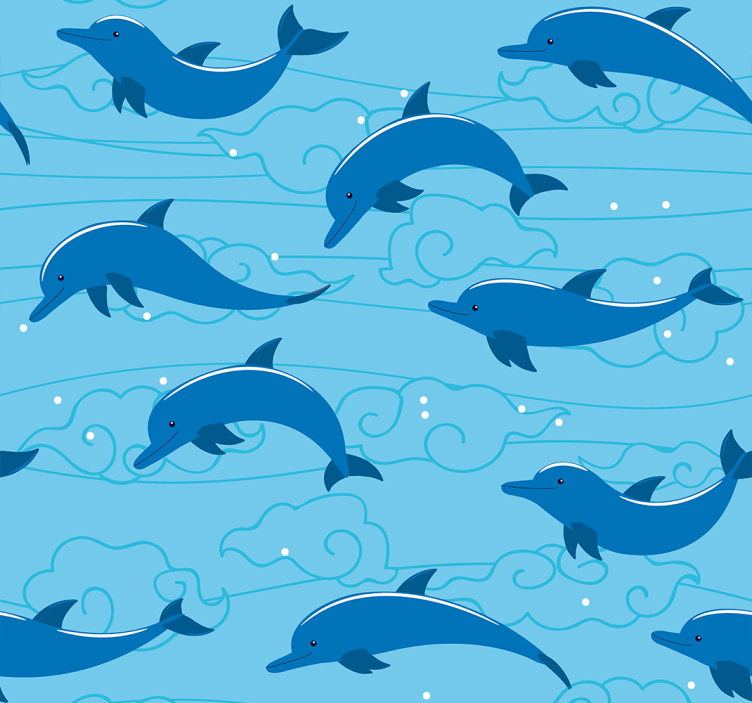 Rollo fenster kinderzimmer himmel mit wolken und delfinen - TenStickers