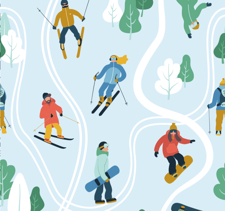 Rollo fenster jugendzimmer mit skifahrer tapete - TenStickers