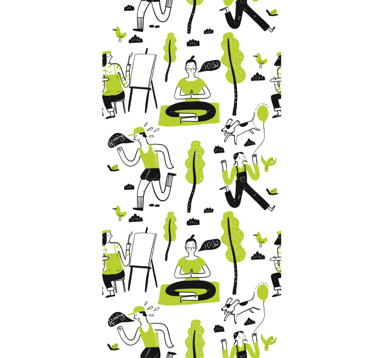 Fenster rollo modern gesundes lebensstil doodle set - TenStickers