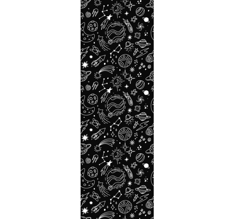 Fenster rollo modern mit schwarz-weißen kosmos-illustrationen - TenStickers