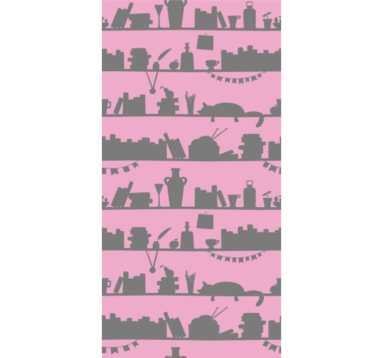 Fenster rollo modern bücherregal in rosa und grau - TenStickers