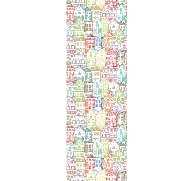 Fenster rollo modern mit nahtlosem muster handgezeichneter häuser - TenStickers