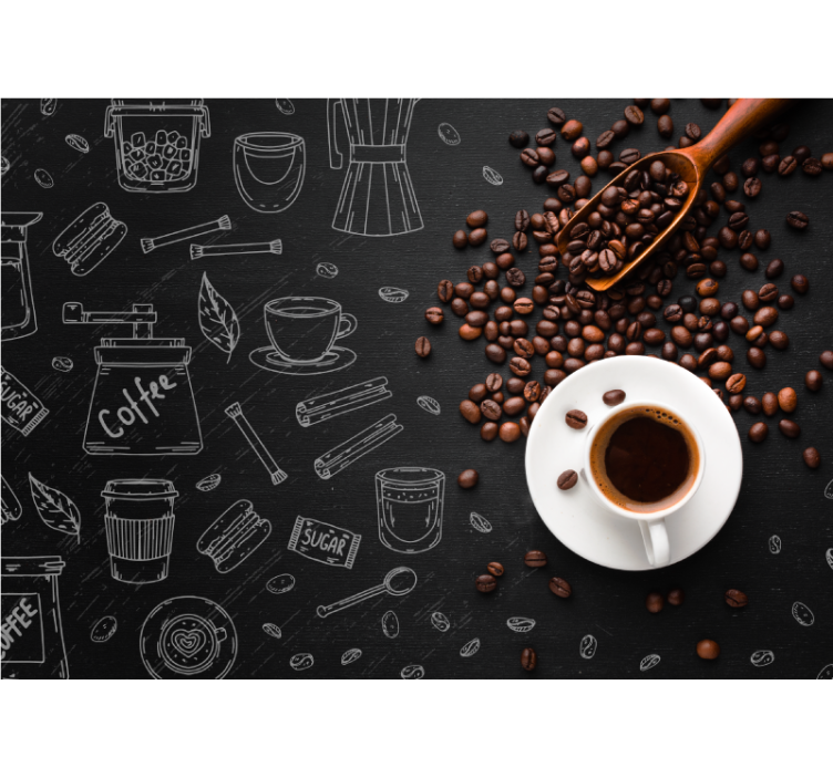 Rollo für küche kaffeebohnen und kritzeleien - TenStickers