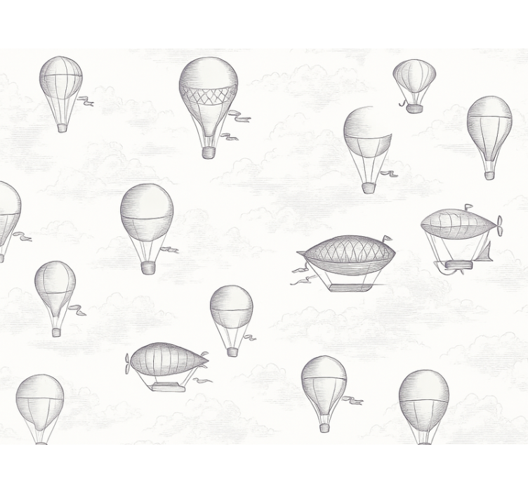 Rollo fenster grau vintage himmel und luftschiffe - TenStickers