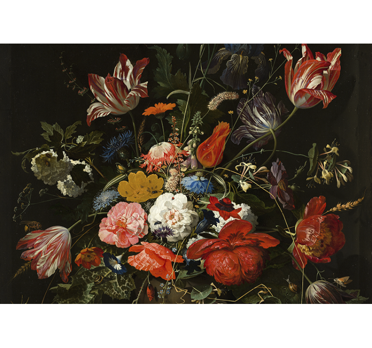 Rollo für küche mit rot-blauen und weißen blumen - TenStickers