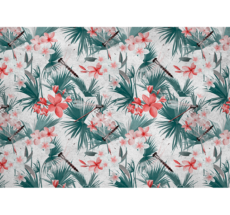 Rollo für küche mit tropischen pflanzen und blumen - TenStickers