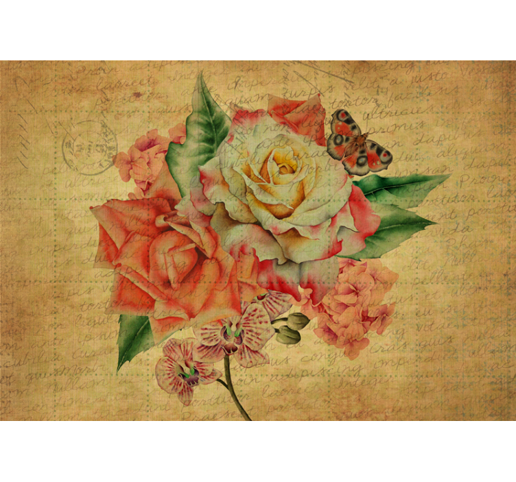 Rollo für küche rose mit schmetterling und schriftzügen - TenStickers