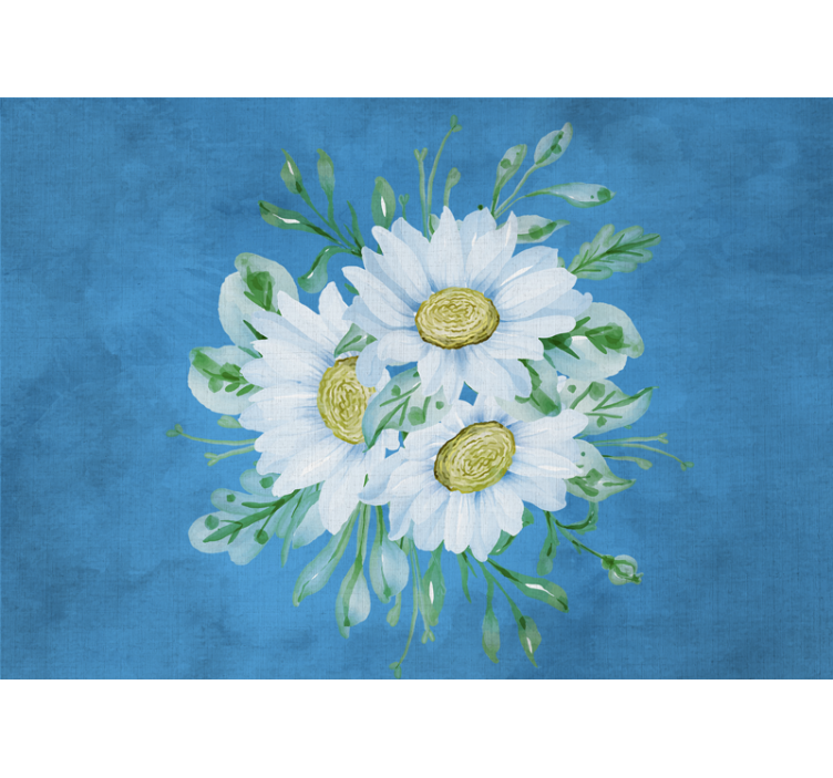 Rollo für küche mit weißen blumen auf blauem hintergrund - TenStickers