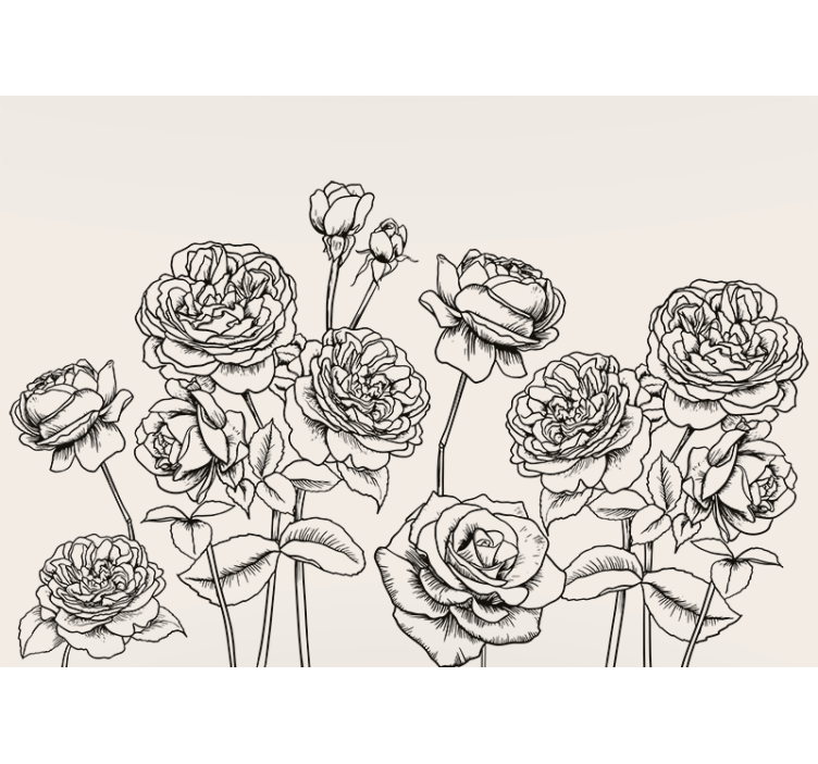 Rollo für küche mit handgezeichneten rosen in schwarz-weiß - TenStickers