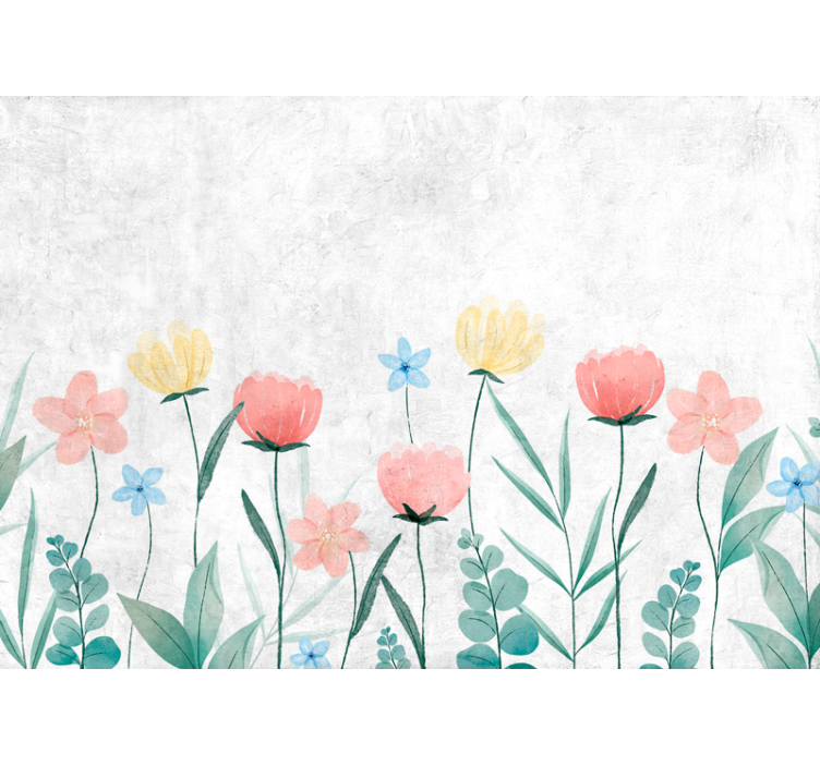 Rollo für küche bunte blumen auf weißem hintergrund - TenStickers