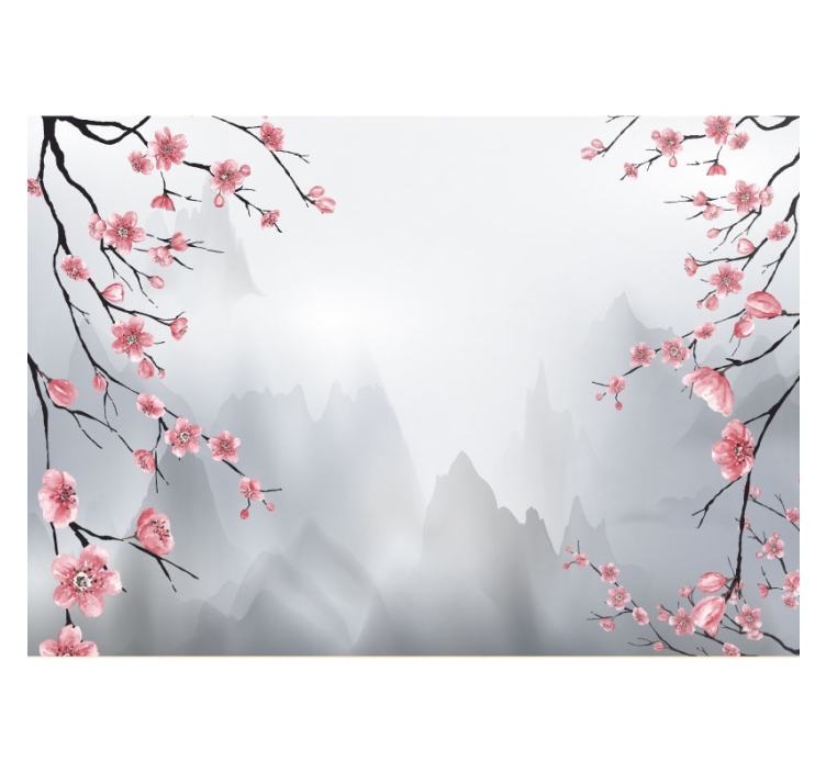 Rollo für küche mit japanischen kirschblütenzweigen - TenStickers